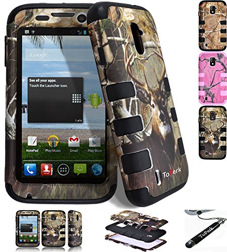 [ ZTE Source N9511 / Majesty Z796C ] ToPerk RIB Tuff Dual Layer Armor Case & ToPerk ? Stylus Pen As Bundle Sale - Deer Hunting