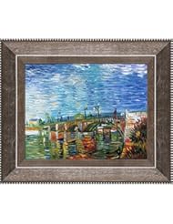 Home: overstockArt Van Gogh The Seine Bridge at Asnieres with Veine D, Pewter Reverse Angled Frame - OverstockArt