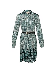 Polyester General Print Belted  Shirt  Dress