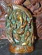 Ganesh Statue-Sitting Ganesha On Counch In Brass From India 9 Inches