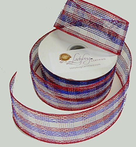 Deco Mesh Ribbon, Red, White &amp; Blue, #40, 2 3/4" Wide - 10 Yards on Spool. Very Showy Americana Style Ribbon, Great Texture Will Hold Its Shape, Easy to Make a Beautiful Bow or Topper. Arts &amp; Crafts Projects, Home Décor or Floral Design. Popular Deco Mesh Ribbon!