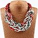 Chunky 18K Gold Coral Red Beaded Torsade Multiple Rows Twist Bib Choker Necklace