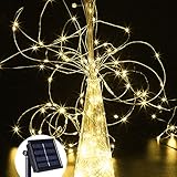 LIGHTESS イルミネーションライト ソーラー式 ledストリングライト 光センサー内蔵 2つ発光モード 飾りライト 防雨防水型 クリスマス、パーティー、ハロウィン飾り22m 200LED ウォー