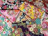 和調花柄きもの風の生地がいっぱい トライアルセット10枚 （和柄の布・生地の着物風の柄のハギレ・カットクロス）【 の 】