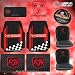 9PC Dodge Ram Racing Front Rear Floor Mats Seat Cushions Steering Wheel Cover CD DVD Sun Visor Key Chain