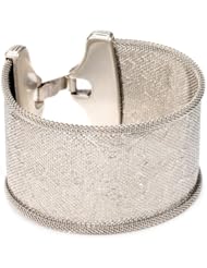 Streets Ahead 1 1/2" Embossed Sketchy Floral Clean Silver Cuff Bracelet