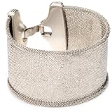 Streets Ahead 1 1/2 Embossed Sketchy Floral Clean Silver Cuff Bracelet