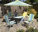 7 tlg. GARTENM&Ouml;BEL SET Sitzgruppe TISCH + 4 ST&Uuml;HLE + SONNENSCHIRM NEU