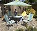 7 tlg. GARTENMÖBEL SET Sitzgruppe TISCH + 4 STÜHLE + SONNENSCHIRM NEU