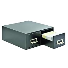 STEELMASTER Medium Double Card File Drawer, Fits 4 x 6 Cards, 3000 Card Capacity, 14.44 x 6.19 x 16 Inches, Black (263F4616DBLA)