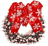 Tootsie Roll Candy Wreath With Snowflake Ribbon
