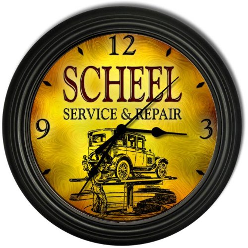 Scheel 's Garage Black Cascading Wall Clock