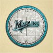 Florida Marlins 12in Art Glass Clock MLB Baseball Fan Shop Sports Team Merchandise