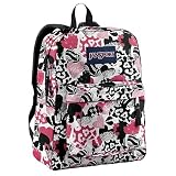 JanSport Superbreak Classics Series Daypack (Black/White Bleeding Heart)
