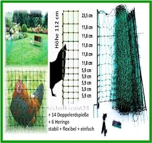 mobiler flexibler Garten-Elektrozaun grün 25m x 112cm + 8 Pfähle