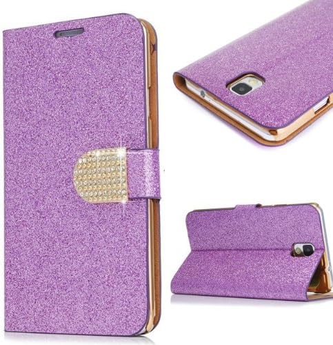Note 3 Case,Galaxy Note 3 Case, Welity Hot Purple Color Bling Wallet Luxury Leather Magnetic Flip Cover Case--and one gift