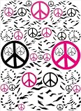 Hot Pink Black and Zebra Print Peace Sign Wall Stickers Decals