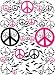 Hot Pink Black and Zebra Print Peace Sign Wall Stickers Decals