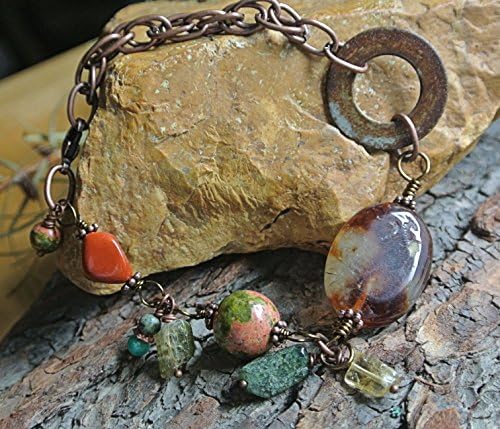 Multi Stone Upcycled Charm Bracelet