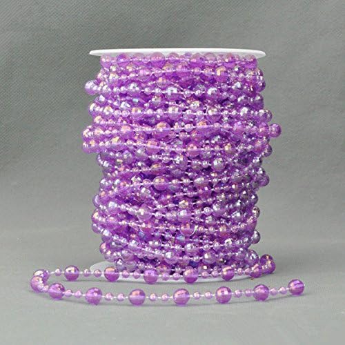 66 Feet 8mm Colorful Acrylic Garland Bead Strand Hanging Diamond Wedding Party Decoration Chandelier DIY Handcraft Clothing Bags Accessories Party Garland Centerpiece Bridal Bouquet Christmas Tree Decoration (purple)