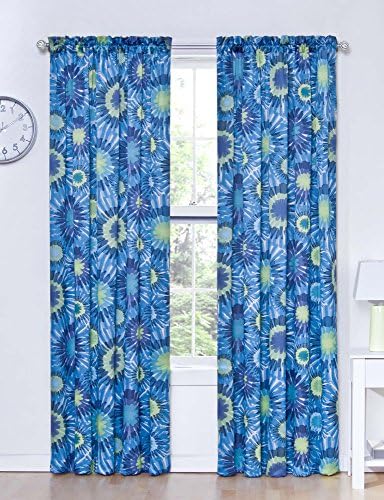 Ellery Kids Woodstock Tie Dye Room Darkening Thermapanel, 52 by 63-Inch, Blue