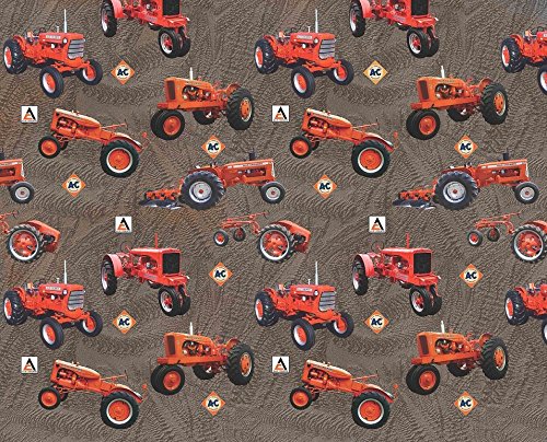 Allis Chalmers Tractor Fabric, Tractor Toss, Brown, Sold by the Yard