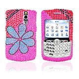 for Blackberry Curve 8330 Bling Hard Case FLOWER PINK