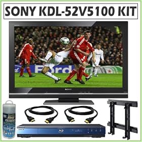 Sony BRAVIA V-Series KDL-52V5100 52-Inch 1080p LCD Flat Panel HDTV + Deluxe TV Accessory Kit