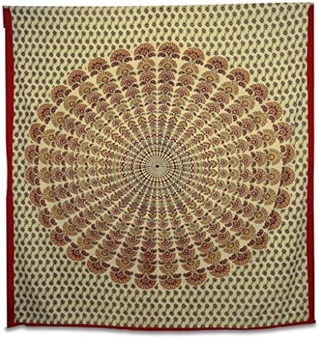 Round Mandala Tapestry Hippy Table Cloth Off White Wall Hanging Decorative Indian Art Bed Sheet 92x84 inches by iindiancraftart