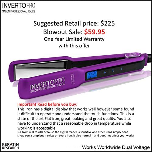 Professional Flat Iron model HSI 301 Hair Straightener Pro Silver Titanium Plates Dual Voltage Works All Over the World (1.5" Plates, Purple)