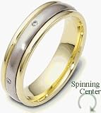 Platinum and 18 Karat Gold Comfort Fit Wedding Band Ring with 5 Diamonds