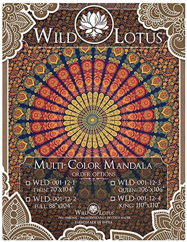 Wild Lotus Mandala Tapestry Multi Color Full Size