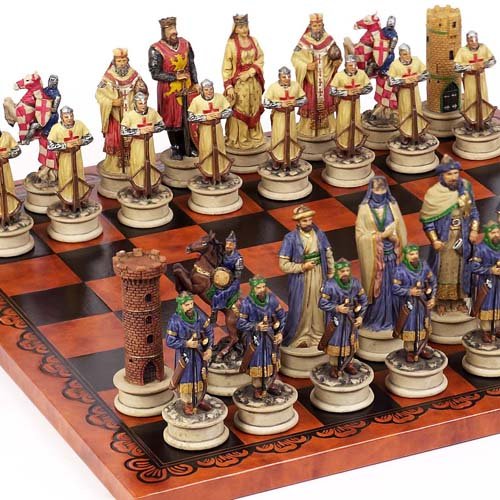 Crusade Chessmen & Georgio Chess Board From Italy Large, King: 4 1/2