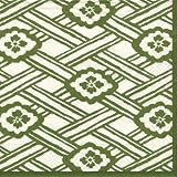 Caspari Set of Two Kiku Green Cocktail Napkins packages, 20 per package