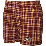 NCAA Cleveland Cavaliers Wine-Gold Plaid Match-Up Boxer Shorts (Small)
