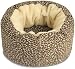 Dog Gone Round Smart Cat Bed with Sherpa Ecru Piping, Leopard Faux-Suede
