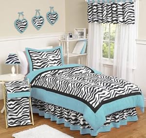 Turquoise Funky Zebra Teen Bedding 3 Pc Full / Queen Set By Sweet Jojo Designs