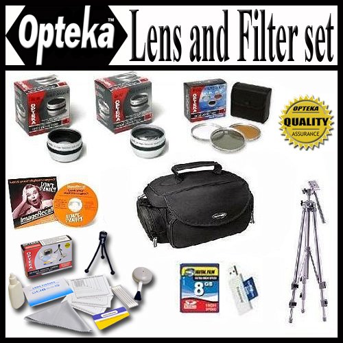 Opteka Ultimate 25PC Accessory Package For Canon VIXIA HF M31 HF M30 Kit Includes Extended Life BP-819 Battery & Charger, 8GB Memory, Wide Angle Lens, 2X Telephoto Lens, 3 Piece Pro HD Filter Kit, Tripod, Case and More