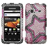 Rhinestones Protector Case for Samsung Galaxy Prevail M820, Twin Stars Full ....