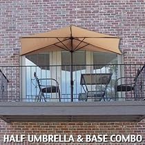 Cheap Price 10 Ft Tan Half Patio Umbrella With Stand Market Umbrella Garden Gazebo Sale