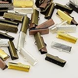 PEPPERLONELY Brand 200g (Approximately 345PC)Mixed Color Ribbon Crimp Ends & Cord Clamps 5/8 Inchx5/16 Inchx3/16 Inch(16x8x5mm)