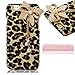 MIN KITTY Fashionable Leopard bow Animal Print three White Pearl Bow-knot Protective Shell back hard Case Cover for iphone 6 4.7inch +free microfiber cloth