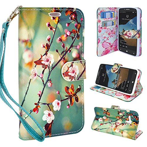 Alcatel OneTouch Fierce XL Case (T-Mobile MetroPCS), Customerfirst PU Leather Luxury Flip Design Wallet Pouch Phone Case (Blossom Green)