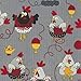 Grey Fabric with Chicken Knitting by Timeless Treasures (per 0.5 Yard Unit)