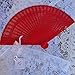 Quasimoon PaperLanternStore.com 8 Inch Red Folding Wood Panel Hand Fan with White Organza Bag for Weddings