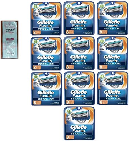 Fusion Proglide Refill Razor Blade Cartridges, 8 Ct. (Pack of 10) with FREE Loving Color trial size conditioner