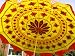Gardenia yellow waterproof garden umbrella with orange embroidered patchwork and mirrors