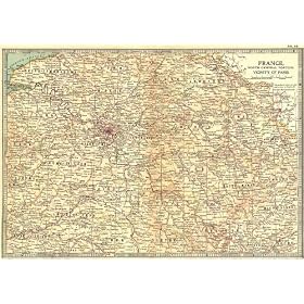 FRANCE:North Central around Paris,1903 map