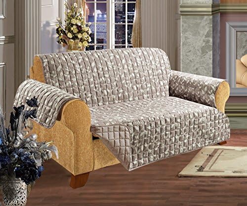 Quilted Pet Dog Children Kids - FURNITURE PROTECTOR- Microfiber Slip Cover Natural Sofa Leaf Design
