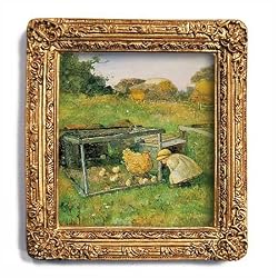 Looking at the Chicks - Gold Frame Magnet with pop-out easel (2-3/4" x 2-1/2")